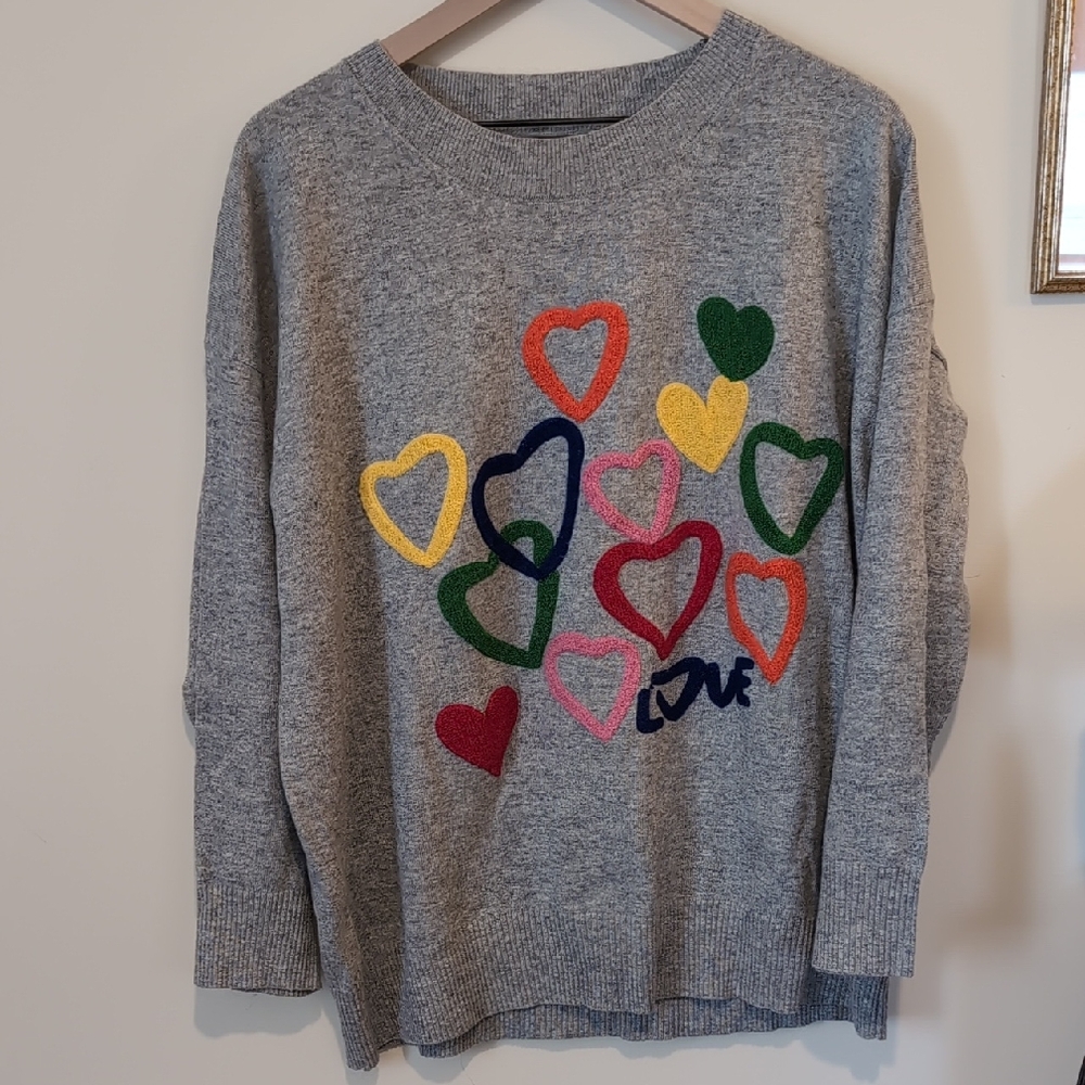 Gabby Isabella 80s Heart Love Long Sleeve Top Sweater Size XL